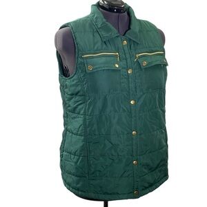Kim Rogers Women's plus size 1X  Green Quilted lightweight puffer Vest